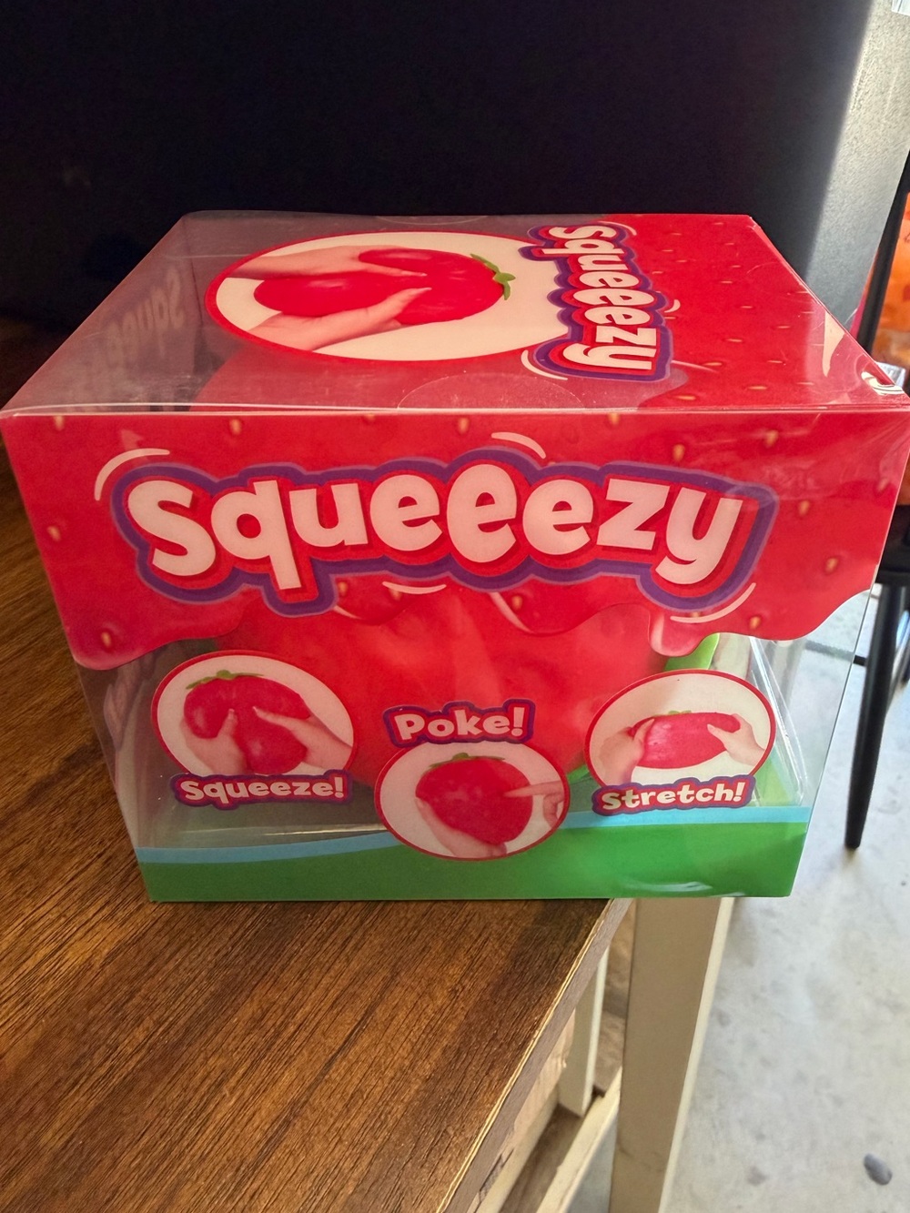 Pink Strawberry Stress Toy - Squeezable Party Favor